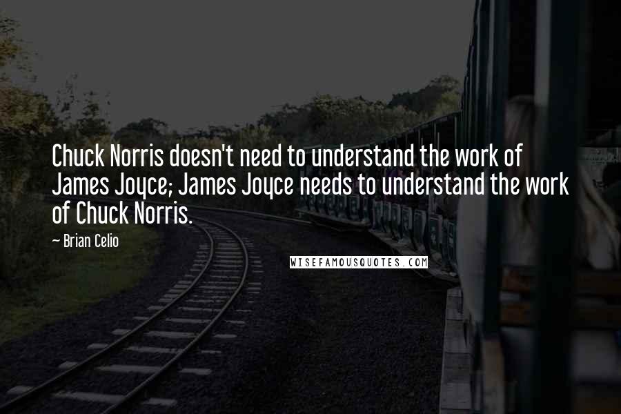Brian Celio Quotes: Chuck Norris doesn't need to understand the work of James Joyce; James Joyce needs to understand the work of Chuck Norris.
