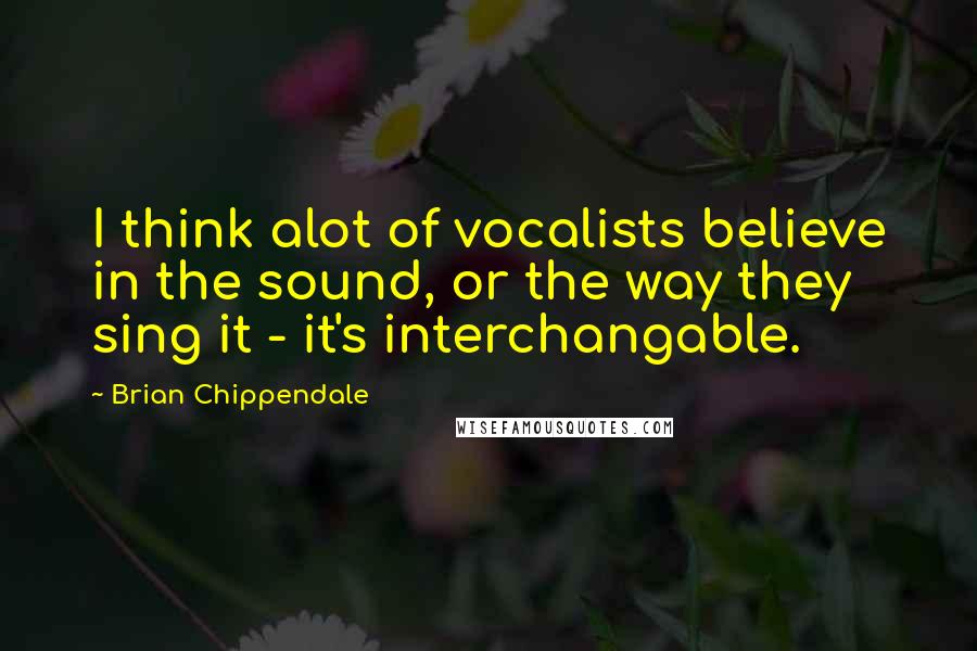 Brian Chippendale Quotes: I think alot of vocalists believe in the sound, or the way they sing it - it's interchangable.