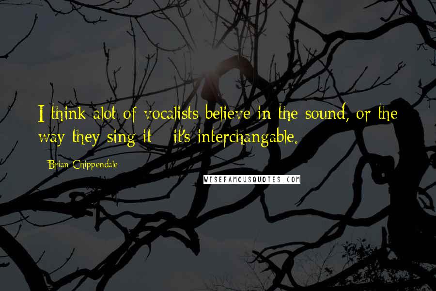 Brian Chippendale Quotes: I think alot of vocalists believe in the sound, or the way they sing it - it's interchangable.