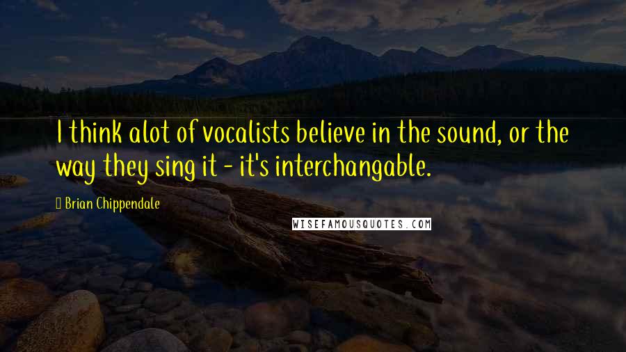 Brian Chippendale Quotes: I think alot of vocalists believe in the sound, or the way they sing it - it's interchangable.