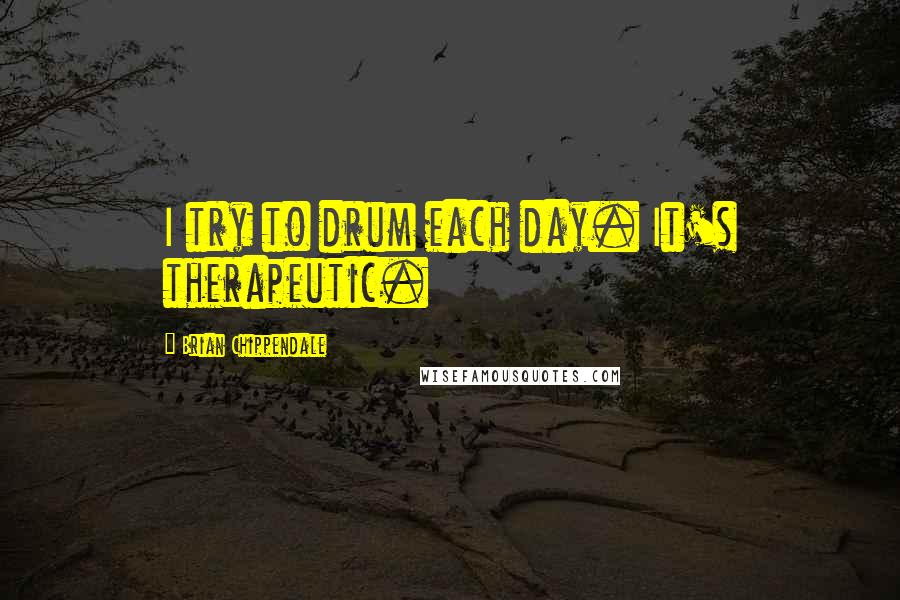 Brian Chippendale Quotes: I try to drum each day. It's therapeutic.