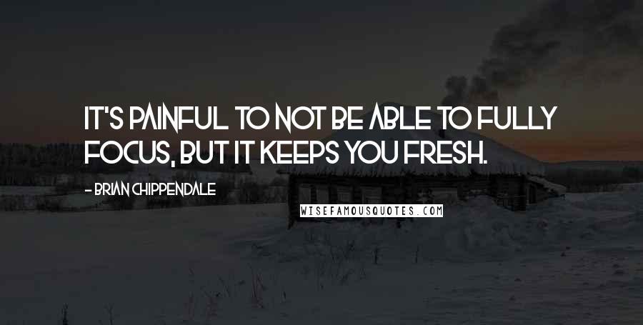 Brian Chippendale Quotes: It's painful to not be able to fully focus, but it keeps you fresh.