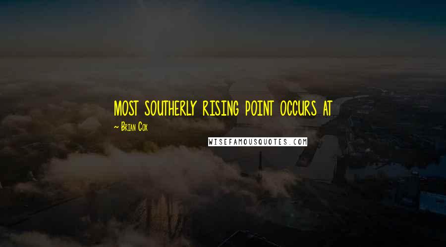 Brian Cox Quotes: most southerly rising point occurs at