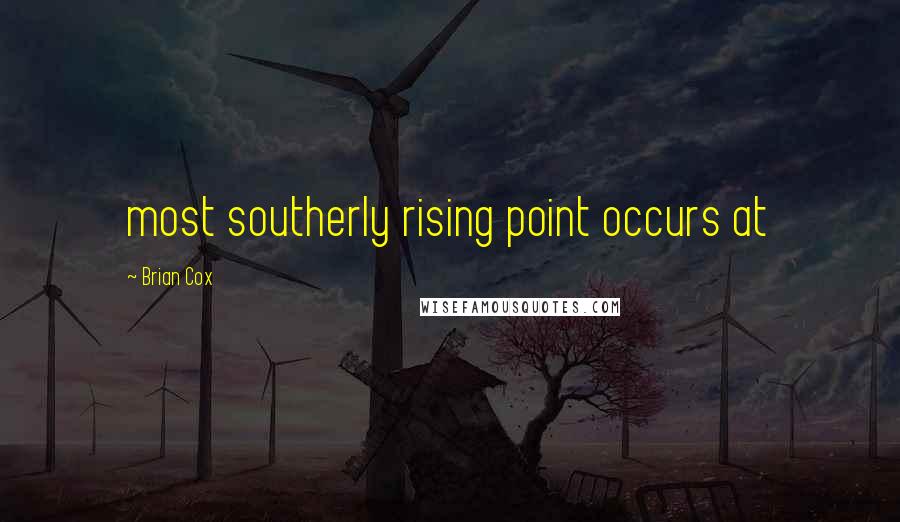 Brian Cox Quotes: most southerly rising point occurs at