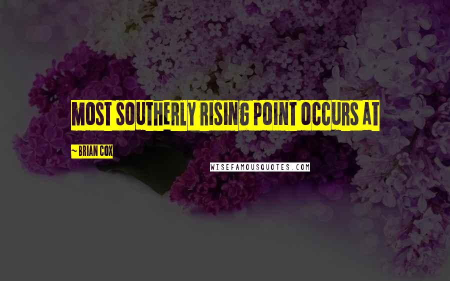 Brian Cox Quotes: most southerly rising point occurs at