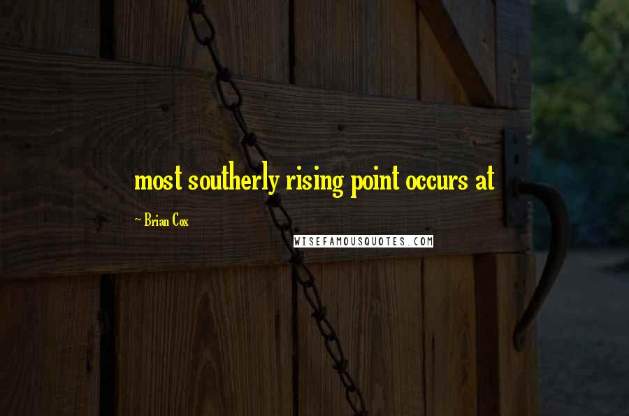 Brian Cox Quotes: most southerly rising point occurs at