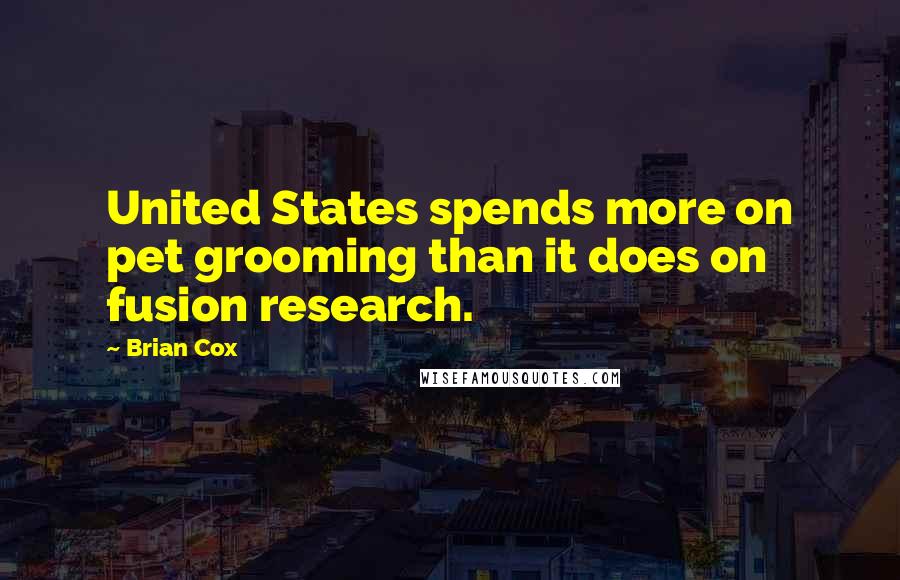 Brian Cox Quotes: United States spends more on pet grooming than it does on fusion research.