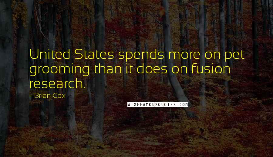 Brian Cox Quotes: United States spends more on pet grooming than it does on fusion research.