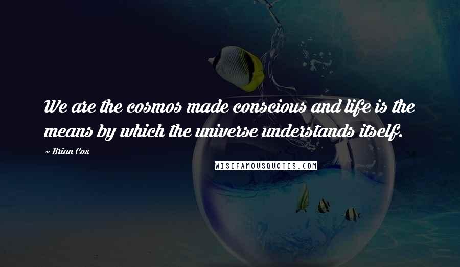 Brian Cox Quotes: We are the cosmos made conscious and life is the means by which the universe understands itself.