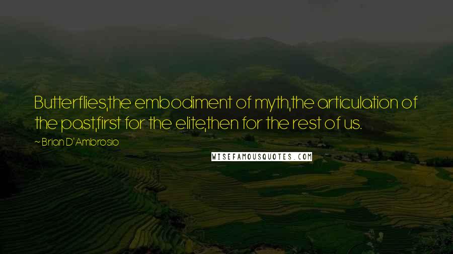 Brian D'Ambrosio Quotes: Butterflies,the embodiment of myth,the articulation of the past,first for the elite,then for the rest of us.