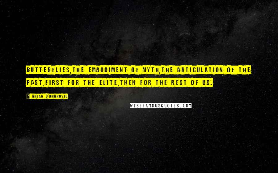 Brian D'Ambrosio Quotes: Butterflies,the embodiment of myth,the articulation of the past,first for the elite,then for the rest of us.