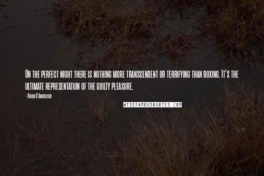 Brian D'Ambrosio Quotes: On the perfect night there is nothing more transcendent or terrifying than boxing. It's the ultimate representation of the guilty pleasure.