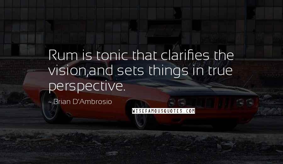 Brian D'Ambrosio Quotes: Rum is tonic that clarifies the vision,and sets things in true perspective.