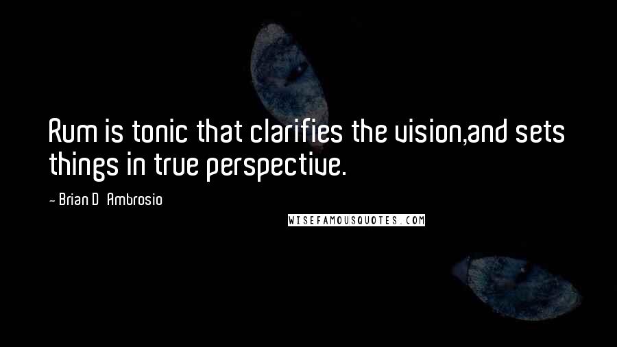 Brian D'Ambrosio Quotes: Rum is tonic that clarifies the vision,and sets things in true perspective.