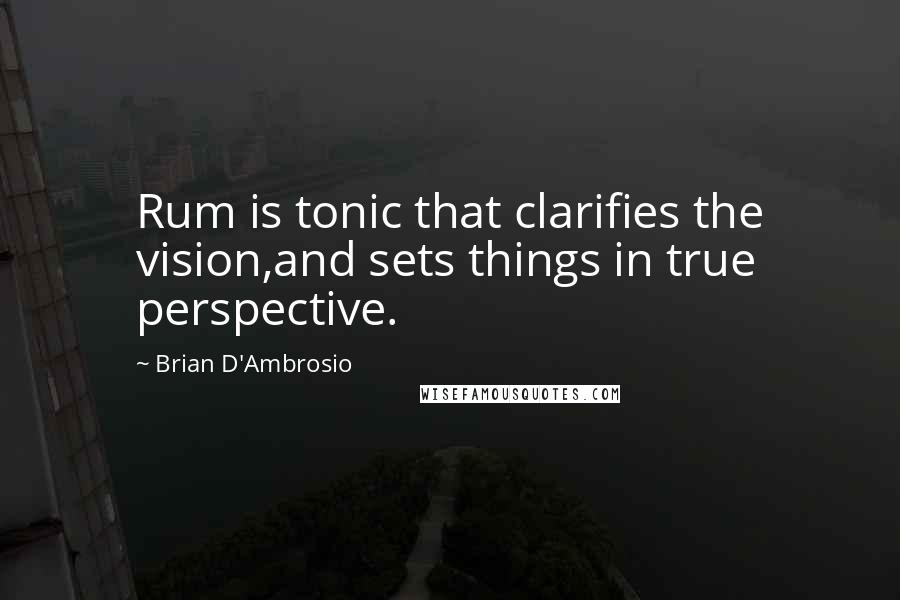 Brian D'Ambrosio Quotes: Rum is tonic that clarifies the vision,and sets things in true perspective.