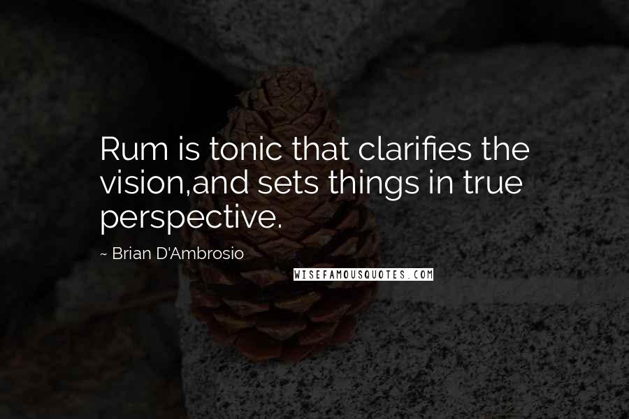 Brian D'Ambrosio Quotes: Rum is tonic that clarifies the vision,and sets things in true perspective.