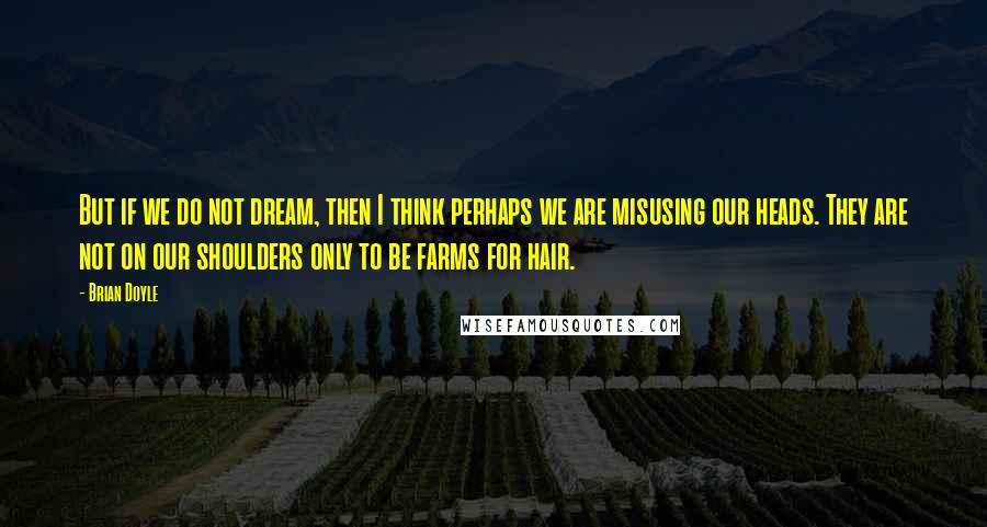 Brian Doyle Quotes: But if we do not dream, then I think perhaps we are misusing our heads. They are not on our shoulders only to be farms for hair.