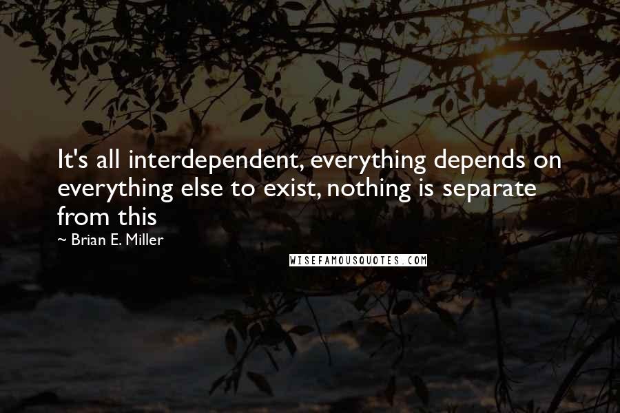 Brian E. Miller Quotes: It's all interdependent, everything depends on everything else to exist, nothing is separate from this