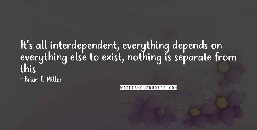 Brian E. Miller Quotes: It's all interdependent, everything depends on everything else to exist, nothing is separate from this