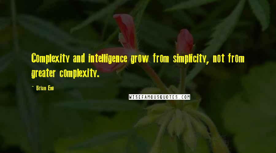 Brian Eno Quotes: Complexity and intelligence grow from simplicity, not from greater complexity.