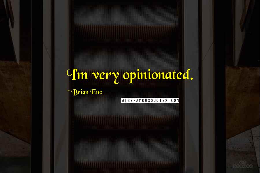 Brian Eno Quotes: I'm very opinionated.