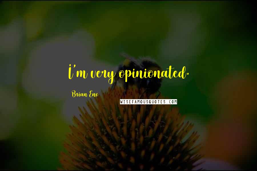 Brian Eno Quotes: I'm very opinionated.