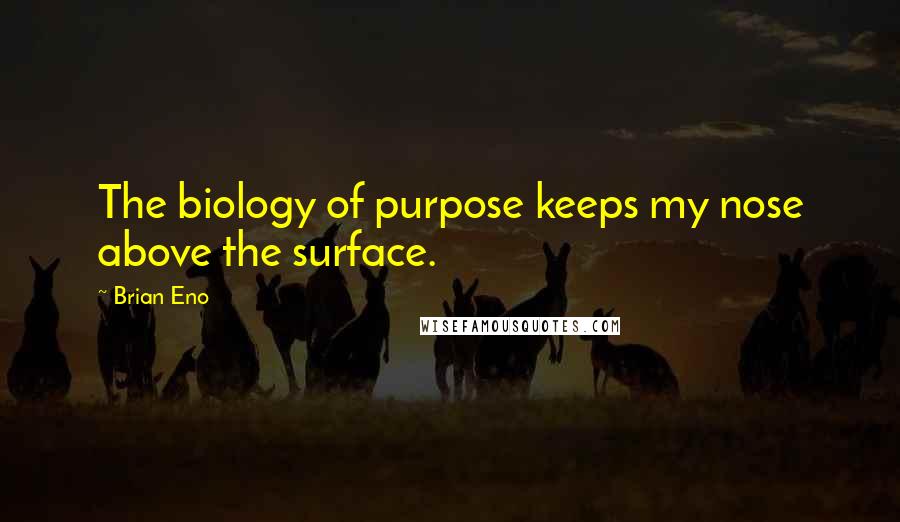 Brian Eno Quotes: The biology of purpose keeps my nose above the surface.