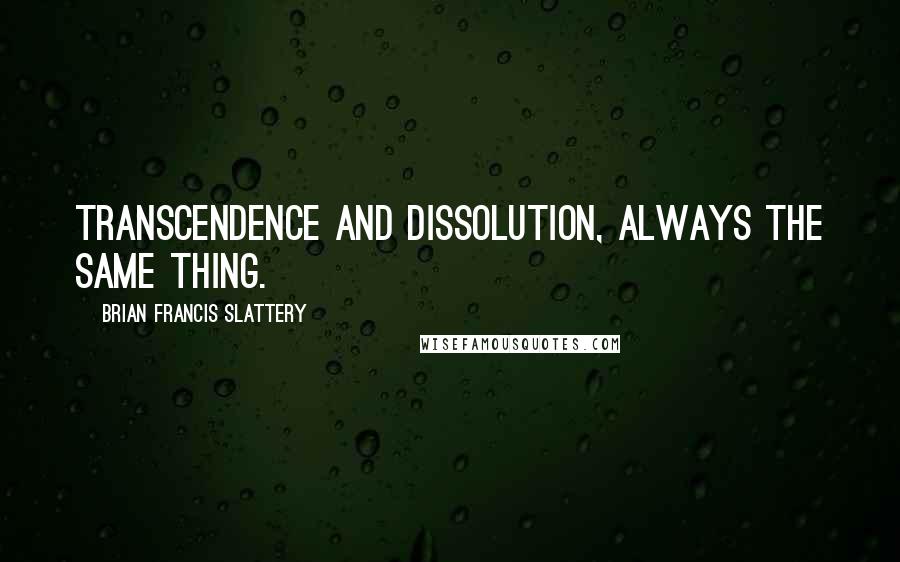 Brian Francis Slattery Quotes: Transcendence and dissolution, always the same thing.