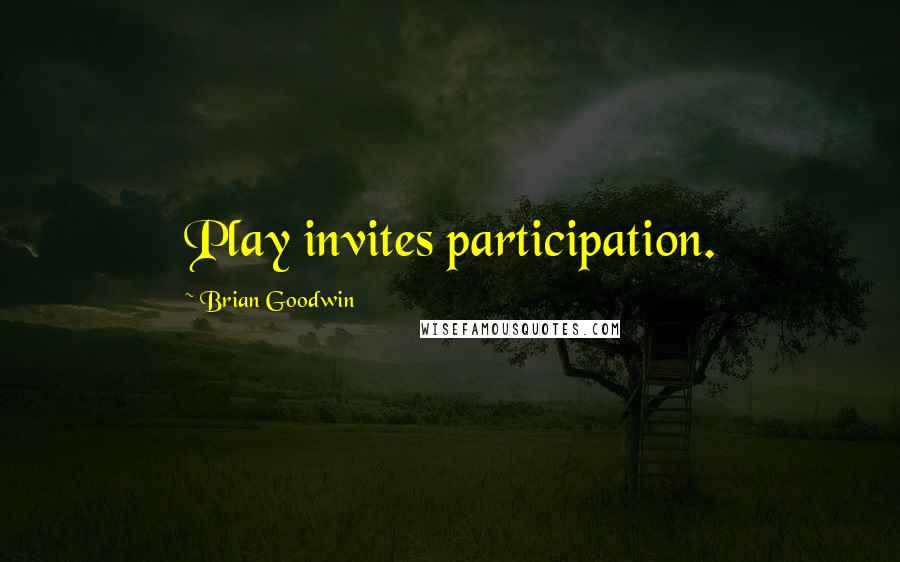Brian Goodwin Quotes: Play invites participation.