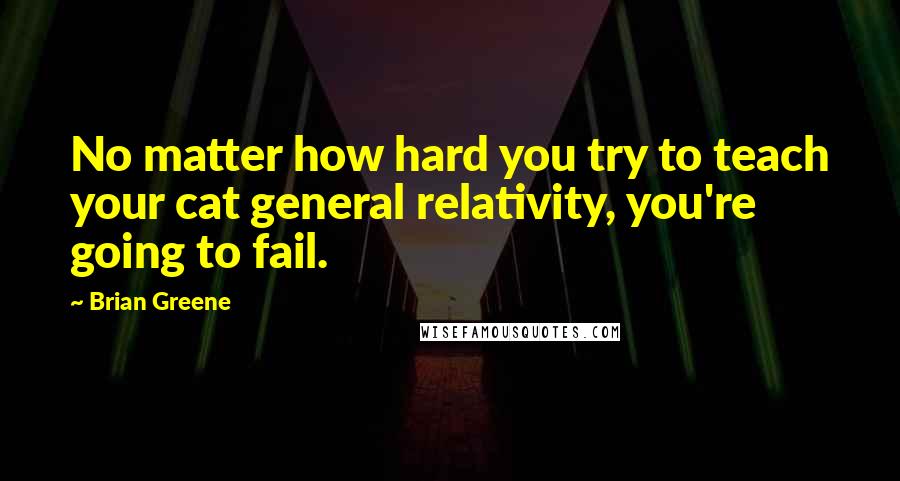 Brian Greene Quotes: No matter how hard you try to teach your cat general relativity, you're going to fail.