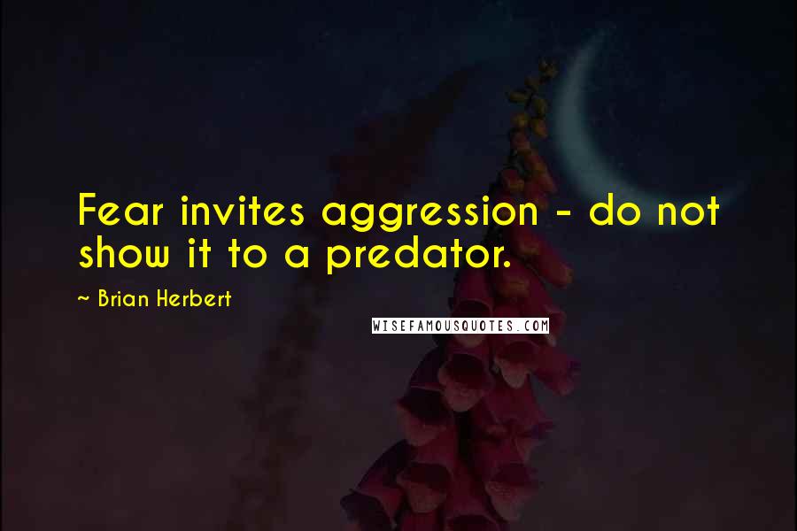 Brian Herbert Quotes: Fear invites aggression - do not show it to a predator.