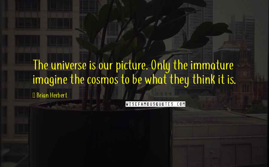 Brian Herbert Quotes: The universe is our picture. Only the immature imagine the cosmos to be what they think it is.