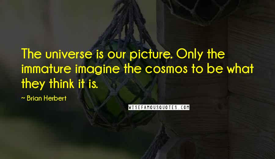 Brian Herbert Quotes: The universe is our picture. Only the immature imagine the cosmos to be what they think it is.