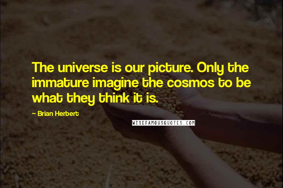 Brian Herbert Quotes: The universe is our picture. Only the immature imagine the cosmos to be what they think it is.