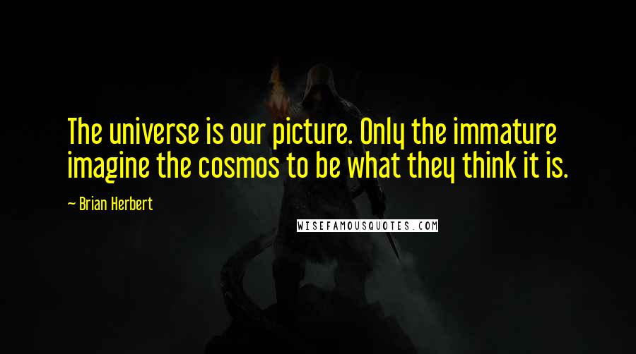 Brian Herbert Quotes: The universe is our picture. Only the immature imagine the cosmos to be what they think it is.