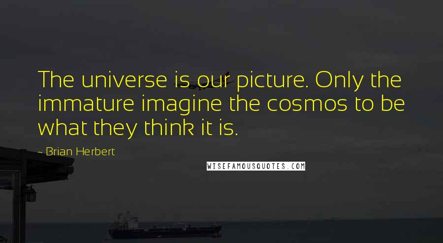 Brian Herbert Quotes: The universe is our picture. Only the immature imagine the cosmos to be what they think it is.