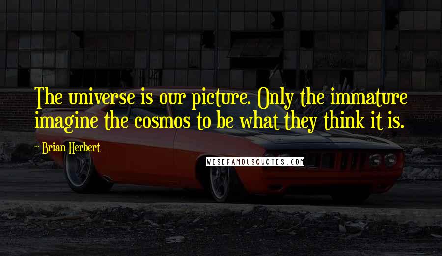 Brian Herbert Quotes: The universe is our picture. Only the immature imagine the cosmos to be what they think it is.