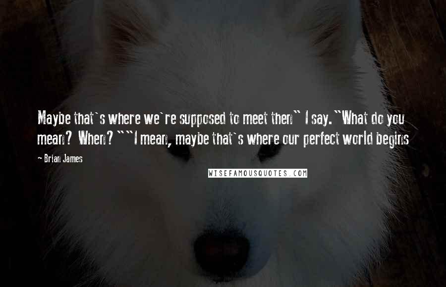 Brian James Quotes: Maybe that's where we're supposed to meet then" I say."What do you mean? When?""I mean, maybe that's where our perfect world begins