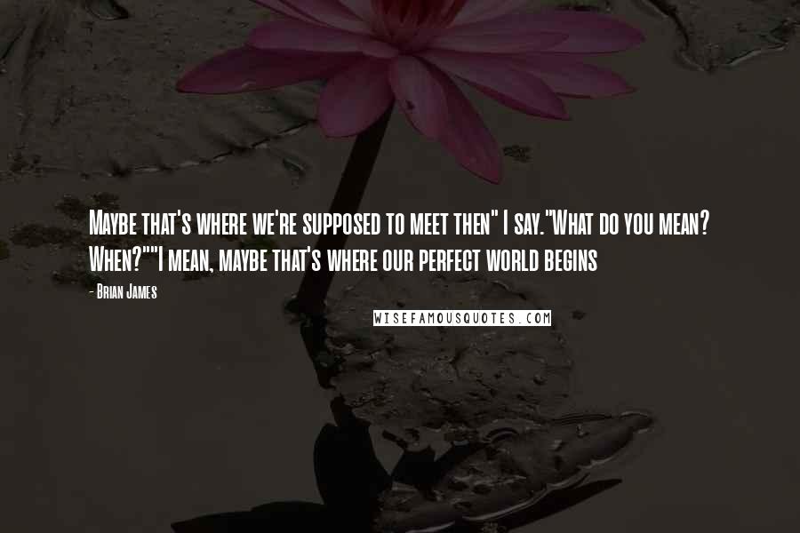 Brian James Quotes: Maybe that's where we're supposed to meet then" I say."What do you mean? When?""I mean, maybe that's where our perfect world begins