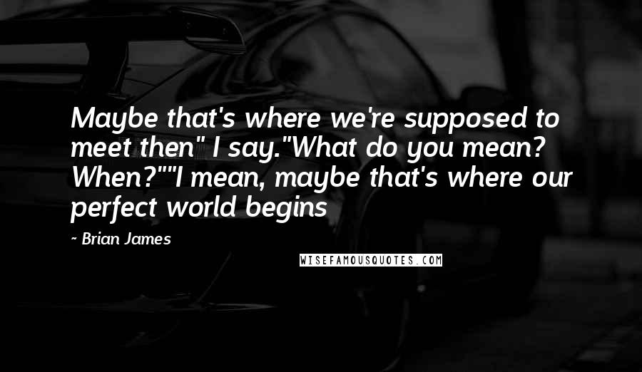 Brian James Quotes: Maybe that's where we're supposed to meet then" I say."What do you mean? When?""I mean, maybe that's where our perfect world begins