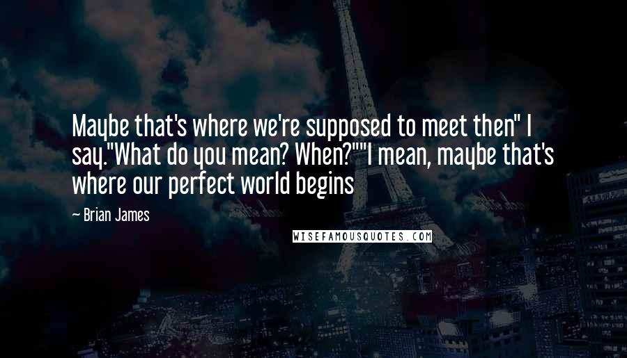 Brian James Quotes: Maybe that's where we're supposed to meet then" I say."What do you mean? When?""I mean, maybe that's where our perfect world begins