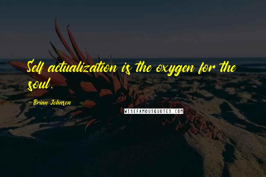 Brian Johnson Quotes: Self actualization is the oxygen for the soul.