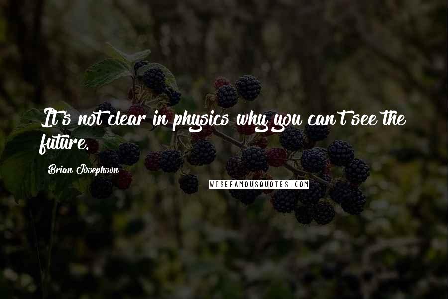 Brian Josephson Quotes: It's not clear in physics why you can't see the future.