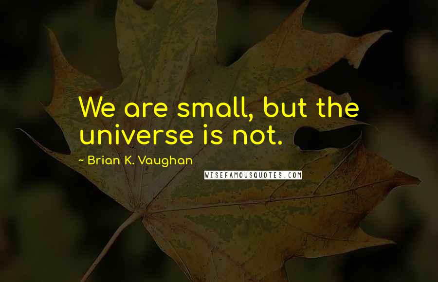 Brian K. Vaughan Quotes: We are small, but the universe is not.