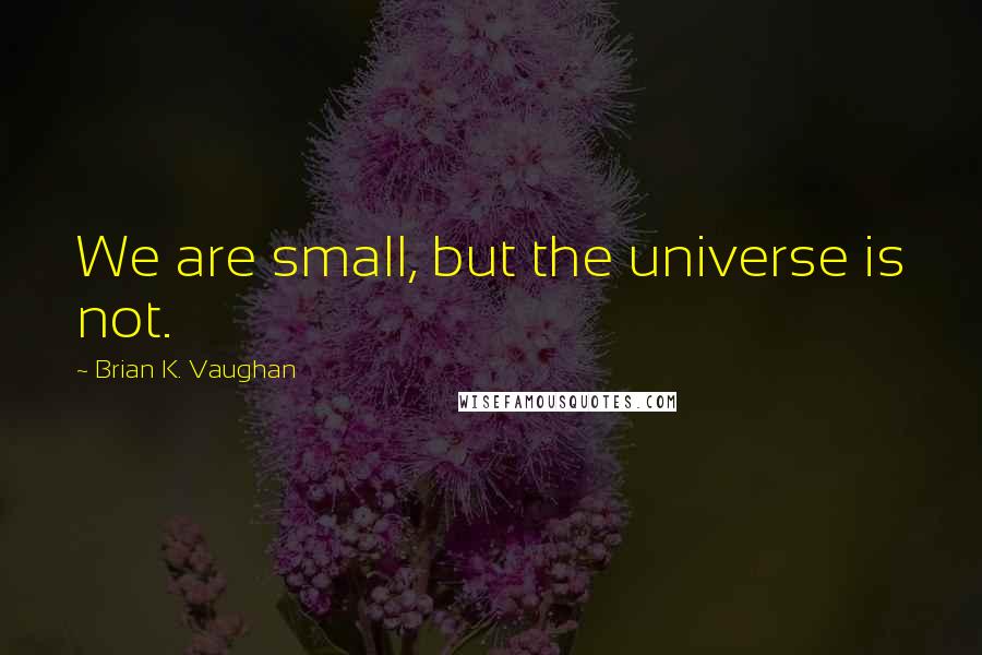 Brian K. Vaughan Quotes: We are small, but the universe is not.