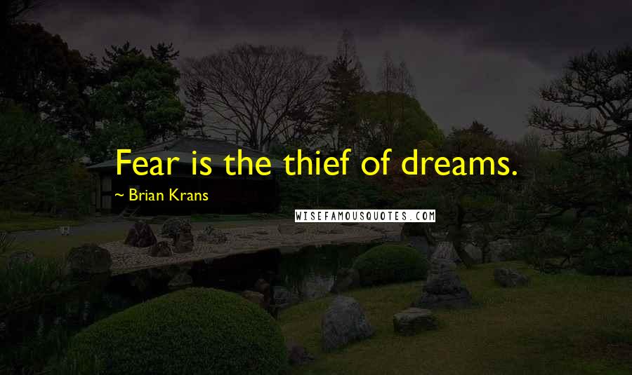 Brian Krans Quotes: Fear is the thief of dreams.