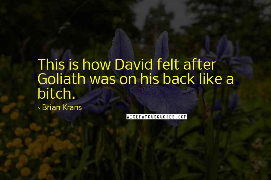 Brian Krans Quotes: This is how David felt after Goliath was on his back like a bitch.
