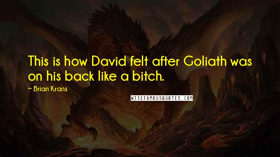 Brian Krans Quotes: This is how David felt after Goliath was on his back like a bitch.