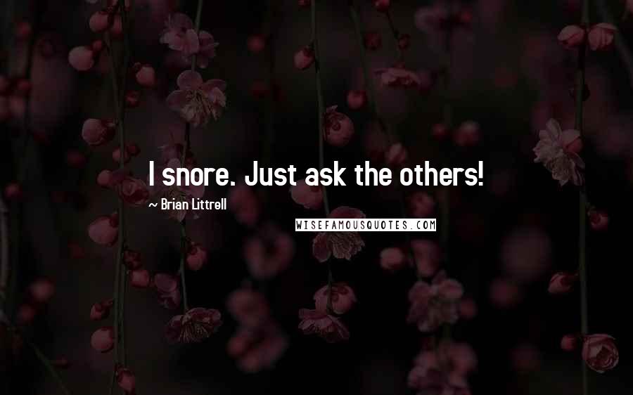 Brian Littrell Quotes: I snore. Just ask the others!