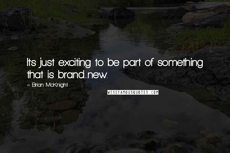 Brian McKnight Quotes: It's just exciting to be part of something that is brand-new.